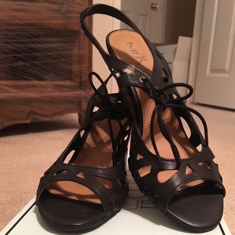 MIA girl black strappy heels! $15